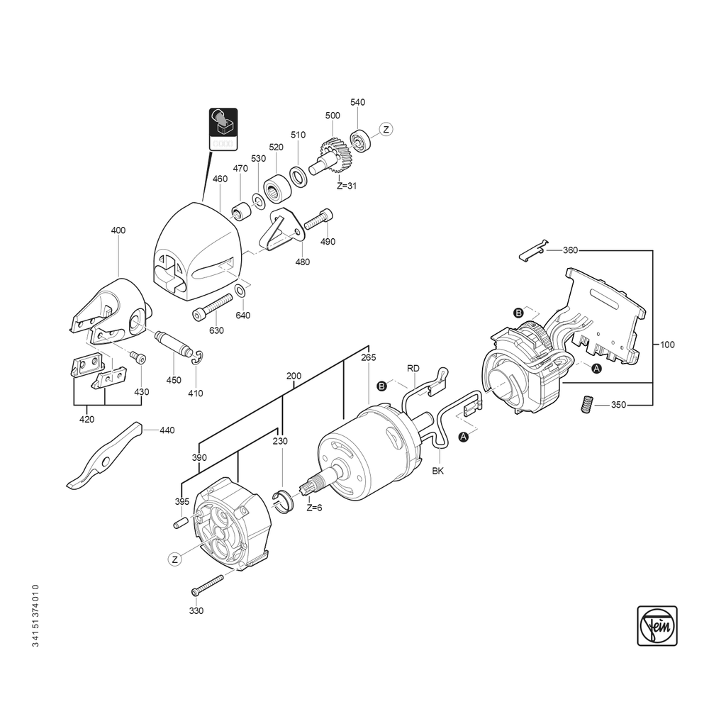 Diagram 1 Diagram and Parts List for 71300500940  Fein Nibbler & Shears