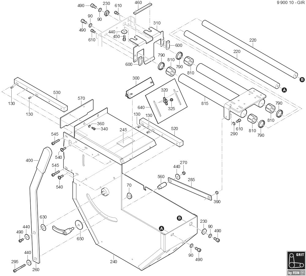  Diagram and Parts List for GRITGIR 99001007020 Fein Belt or Drum Sander