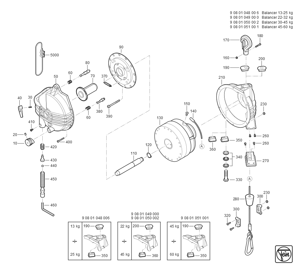  Diagram and Parts List for BALANCERUPTO32KG 90801049000 Fein Miscellaneous