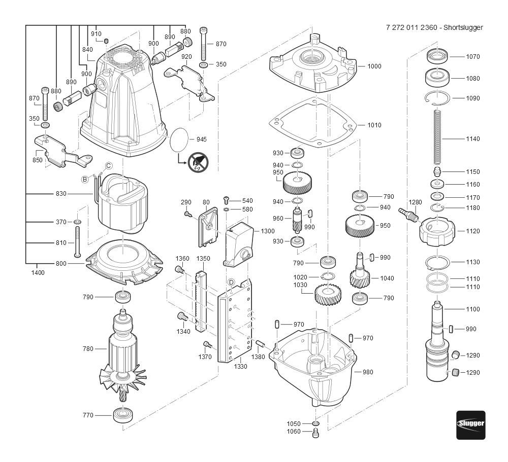  Diagram and Parts List for JHMSHORTSLUGGER 72720112360 Fein Mortiser