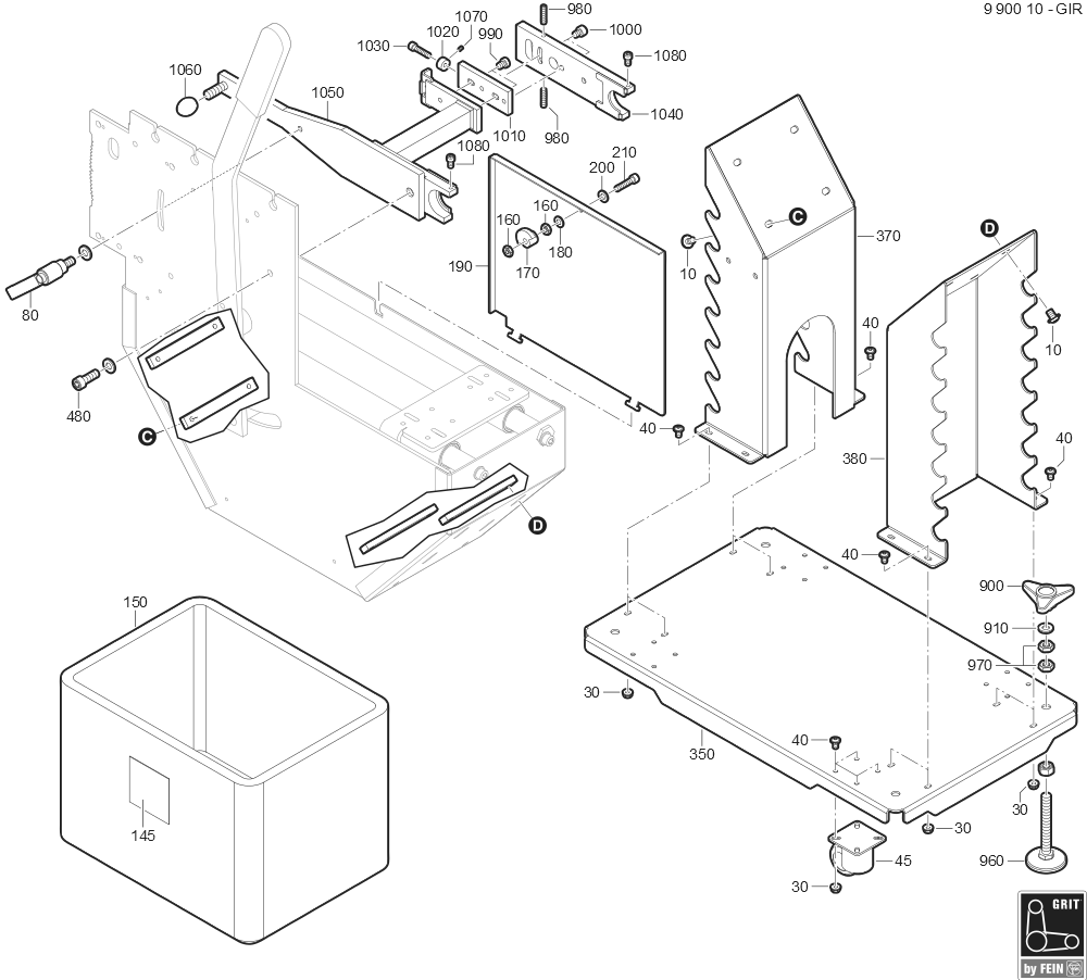  Diagram and Parts List for GRITGIR 99001007020 Fein Belt or Drum Sander