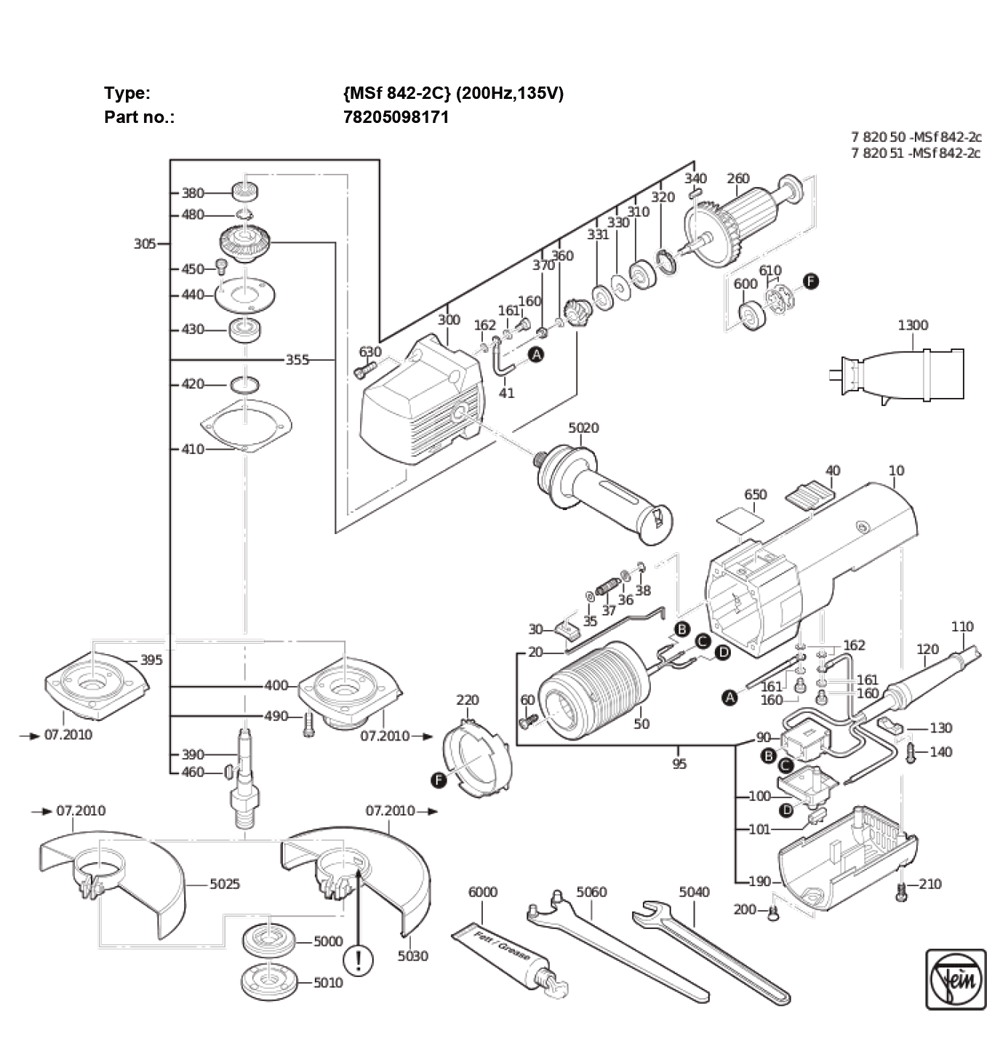 Figure 0 Diagram and Parts List for 78205098171  Fein Grinder