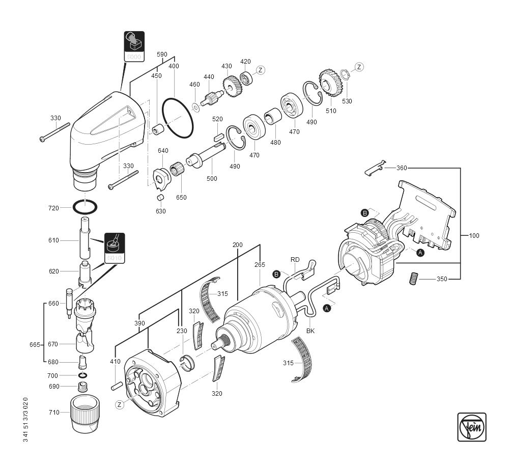  Diagram and Parts List for ABLK1816EAS 71321100940 Fein Nibbler & Shears