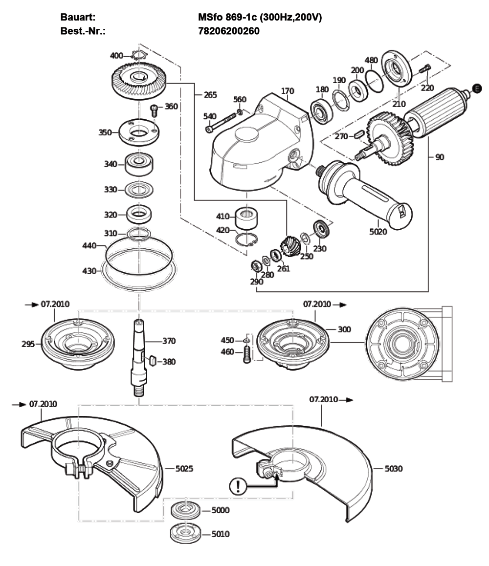 Figure 0 Diagram and Parts List for 78206200260  Fein Grinder