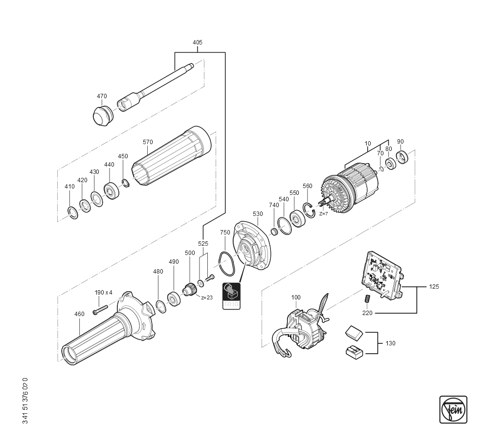  Diagram and Parts List for AGSZ18-90LBLAS 71230600940 Fein Die Grinder