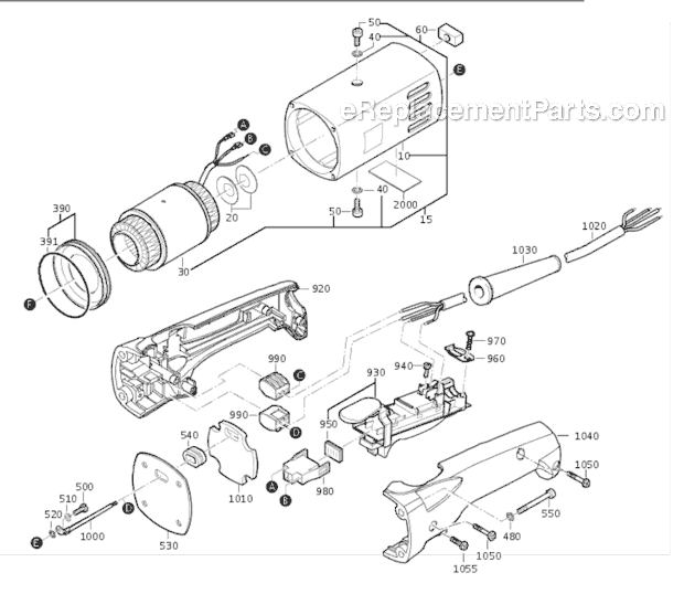 Page B Diagram and Parts List for MSF843-1C 78208595260 Fein Sander Grinder