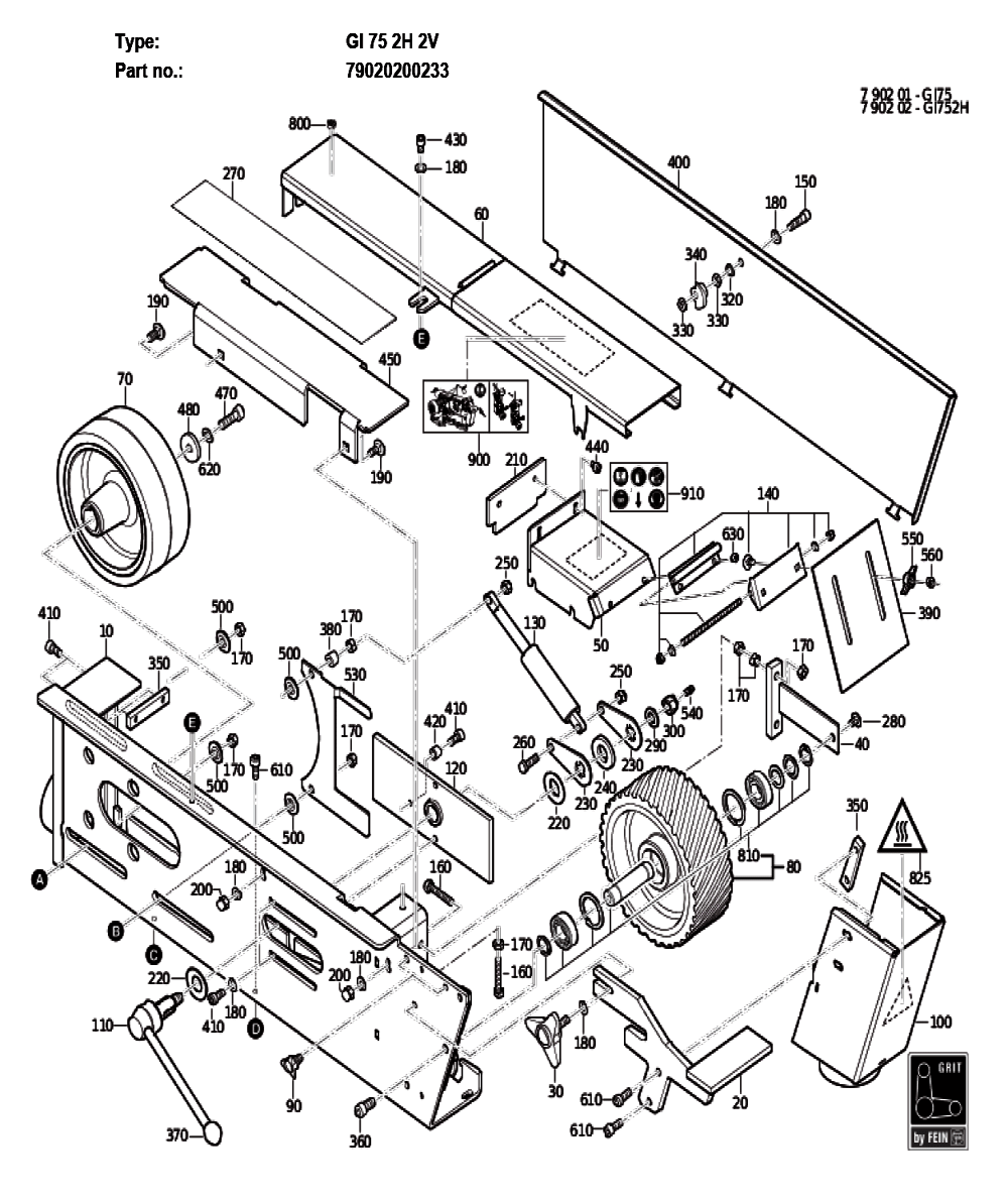 Figure 0 Diagram and Parts List for 79020200233  Fein Grinder