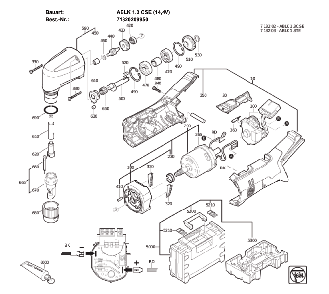 Figure 0 Diagram and Parts List for 71320209950  Fein Nibbler & Shears