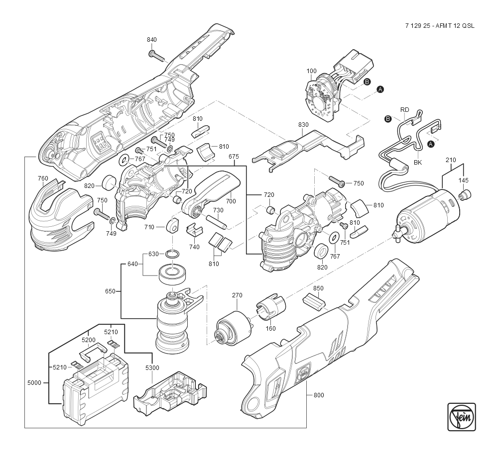  Diagram and Parts List for AFMT12QSL 71292500920 Fein Multi-Tool