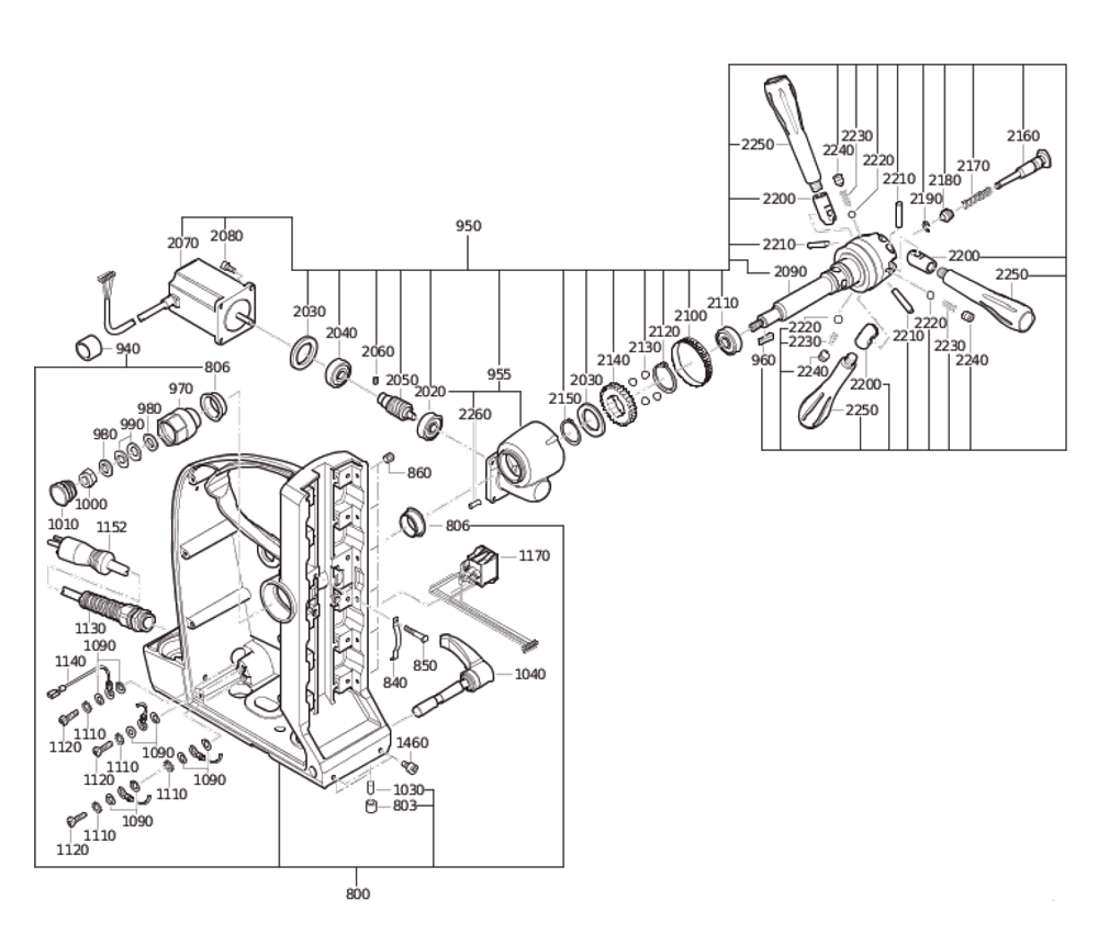 Figure 2 Diagram and Parts List for 72703912360  Fein Electric Drill