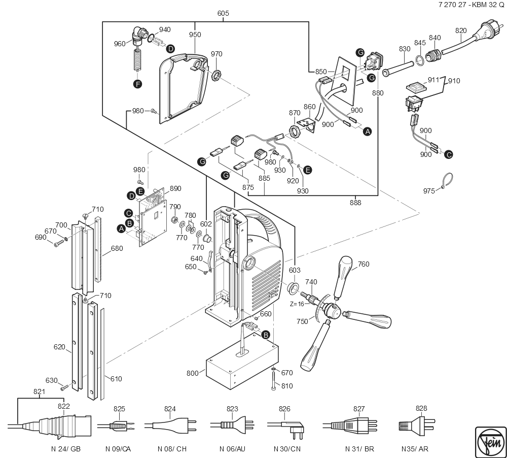  Diagram and Parts List for KBM32Q 72702700119 Fein Mortiser