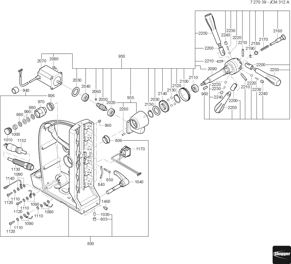  Diagram and Parts List for JCM312AUTO 72703912360 Fein Mortiser