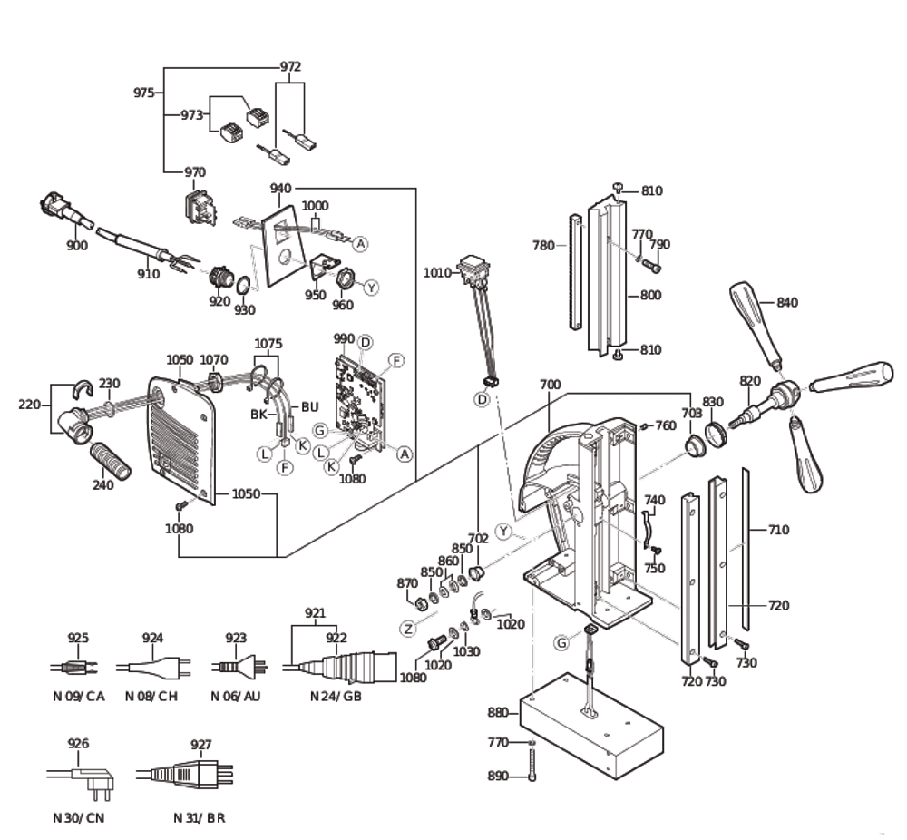 Figure 1 Diagram and Parts List for 72703311230  Fein Electric Drill