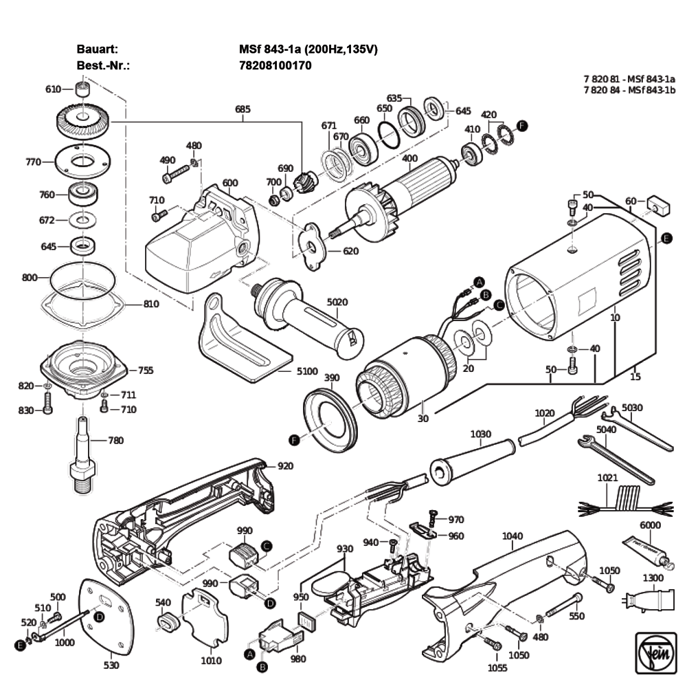 Figure 0 Diagram and Parts List for 78208100170  Fein Sander Polisher