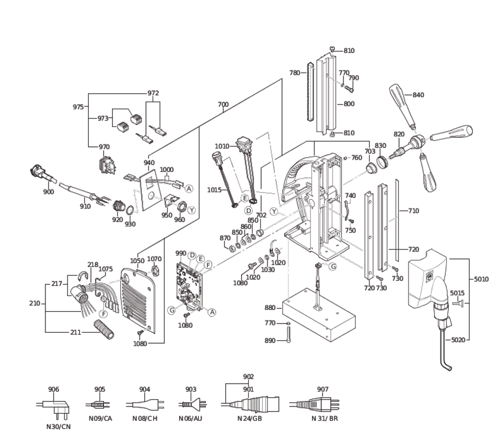 Figure 1 Diagram and Parts List for 72703612360  Fein Electric Drill