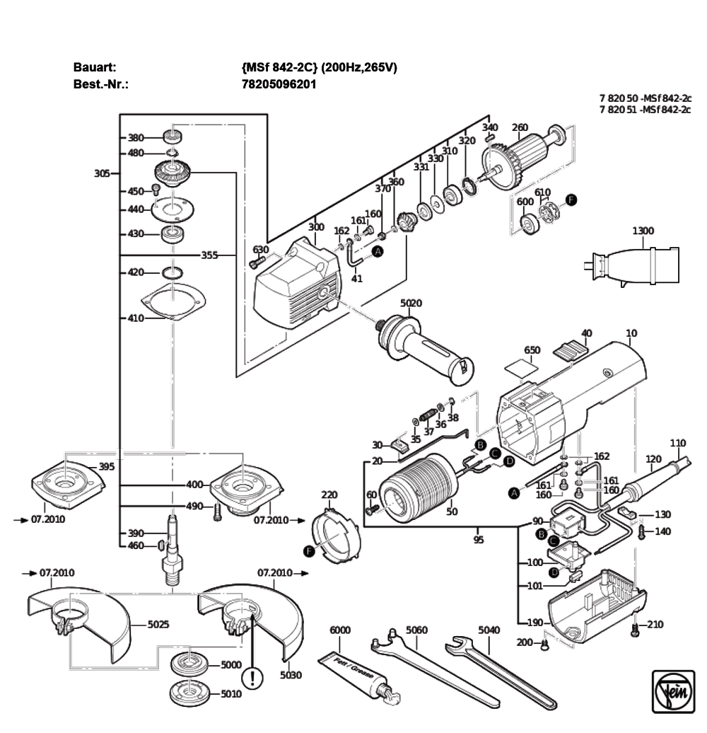 Figure 0 Diagram and Parts List for 78205096201  Fein Grinder