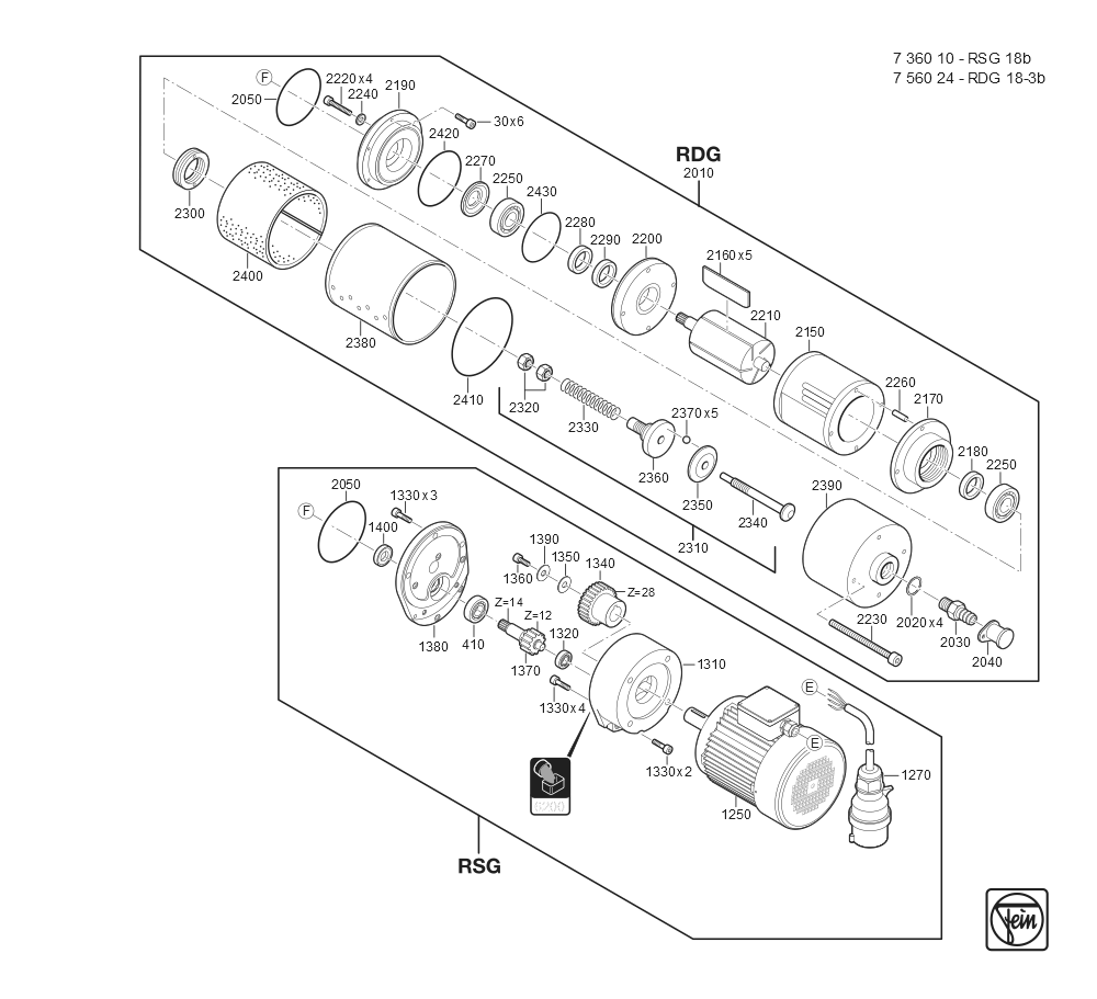  Diagram and Parts List for RSG,18B 73601000403 Fein Mill