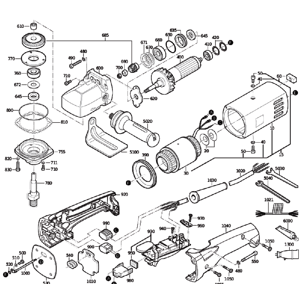 Figure 0 Diagram and Parts List for 78208400200  Fein Grinder