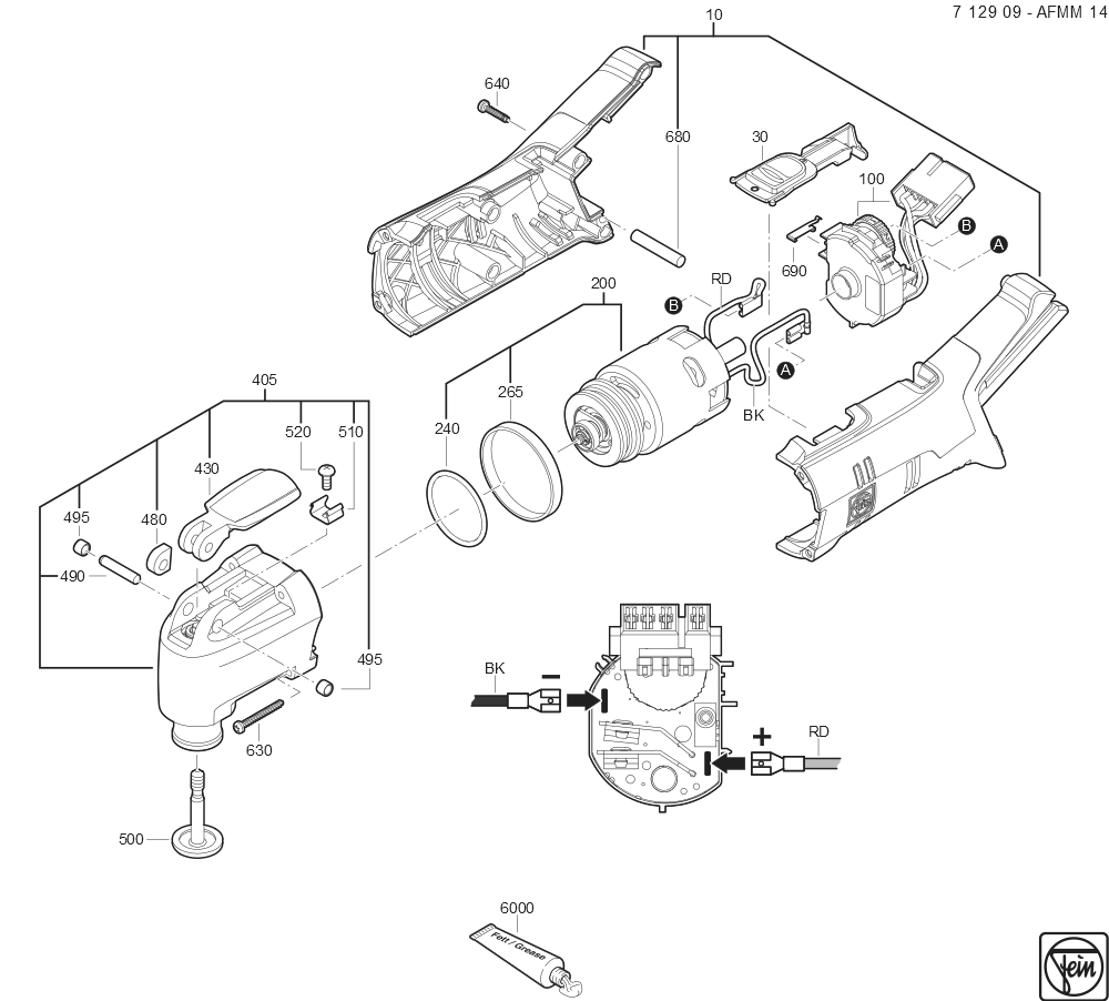  Diagram and Parts List for AFMM14 71290909950 Fein Multi-Tool