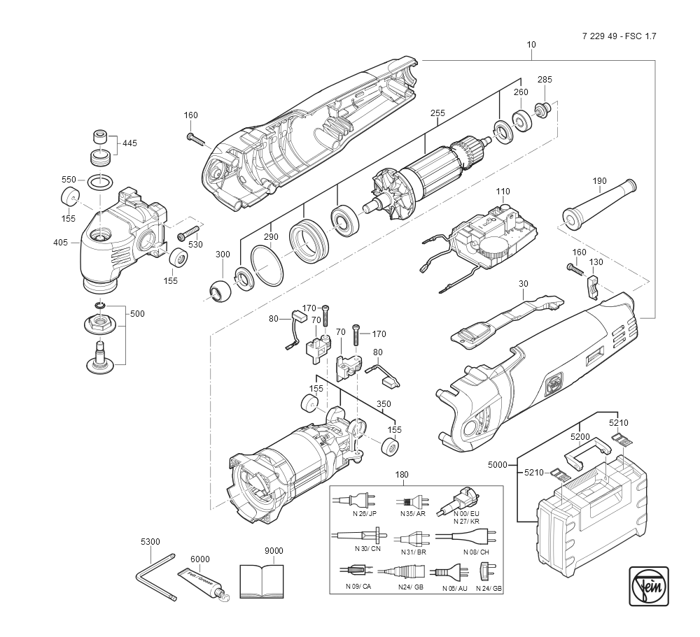 Diagram and Parts List for FSC17 72294909360 Fein Multi-Tool