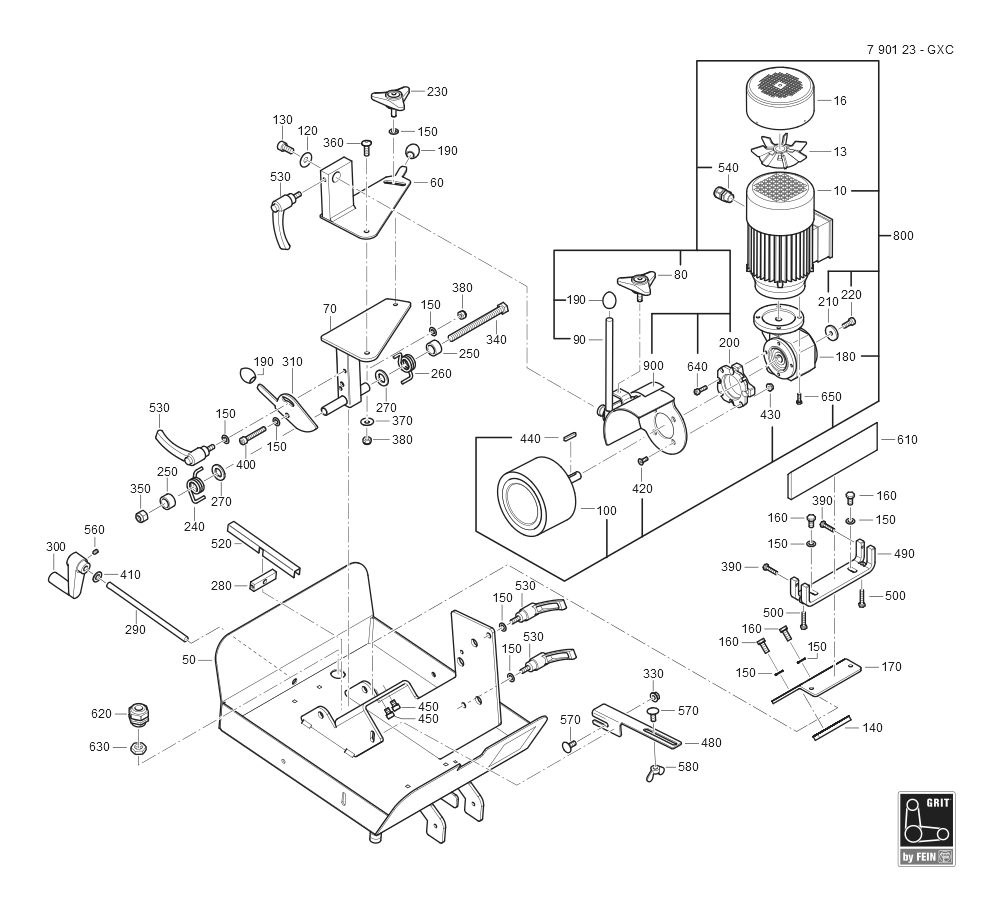  Diagram and Parts List for GRITGXC 79012312233 Fein Belt or Drum Sander