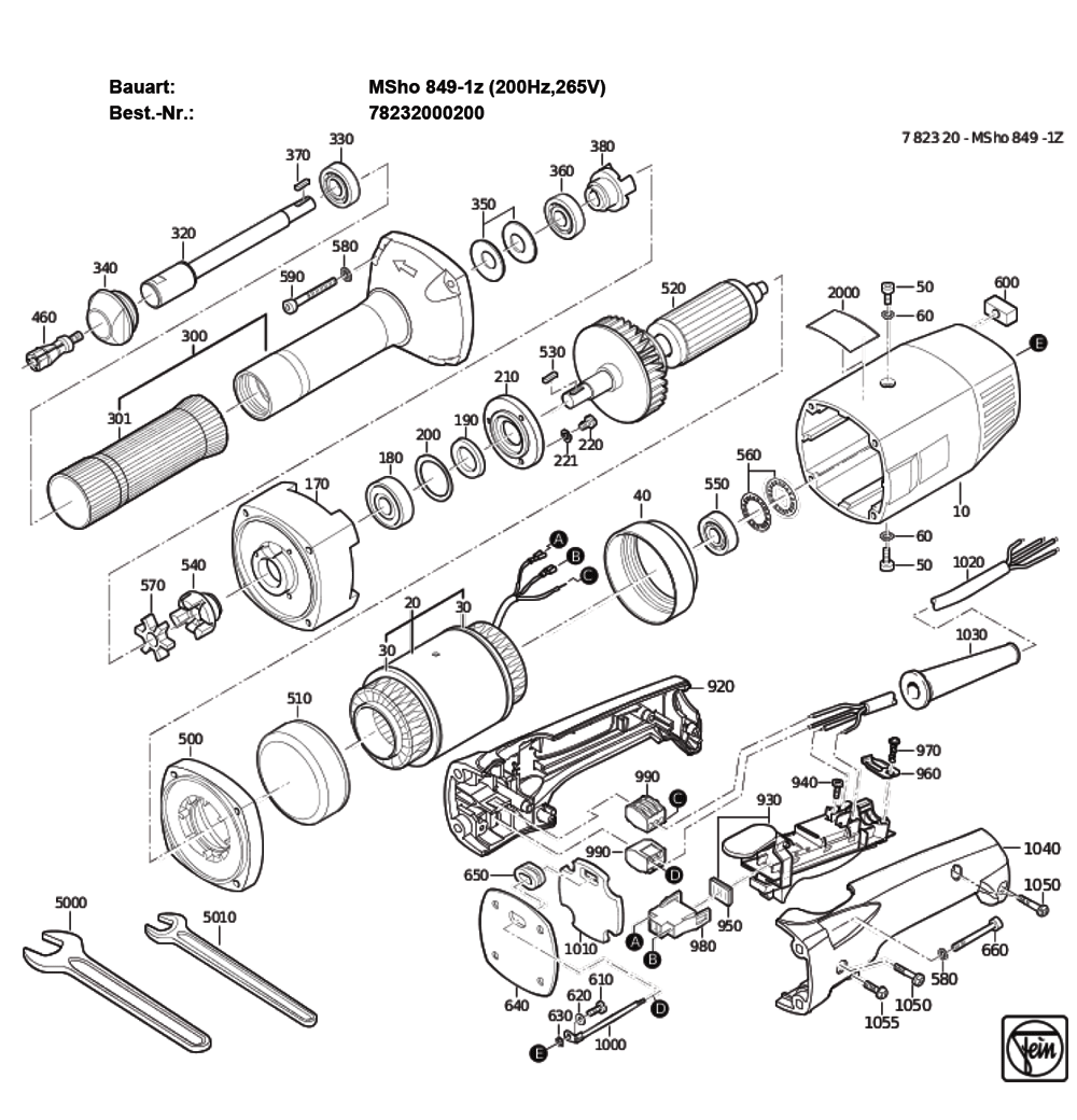 Figure 0 Diagram and Parts List for 78232000200  Fein Grinder