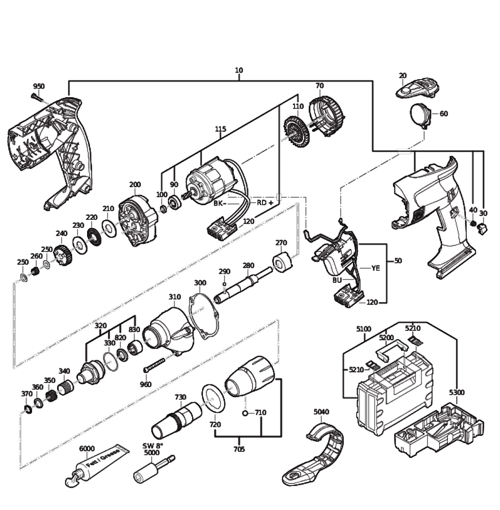 Figure 0 Diagram and Parts List for 71131400950  Fein Electric Drill