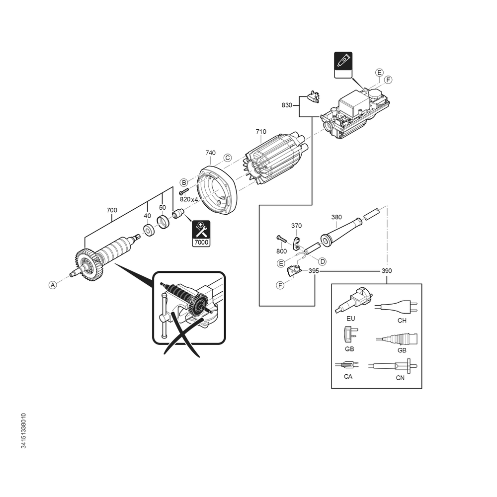 Diagram 2 Diagram and Parts List for 72227709360  Fein Sander Grinder