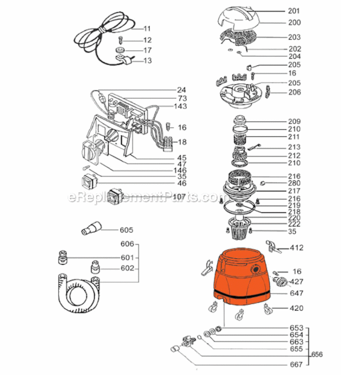 Page A Diagram and Parts List for 9-77-25  Fein Dust Collector
