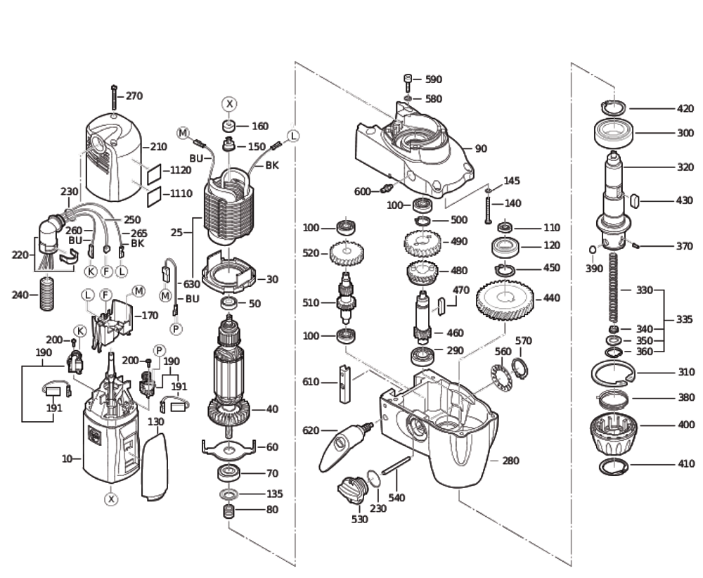 Figure 0 Diagram and Parts List for 72703311230  Fein Electric Drill
