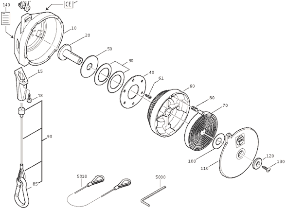 Page A Diagram and Parts List for 90801023001  Fein Hoist & Winch