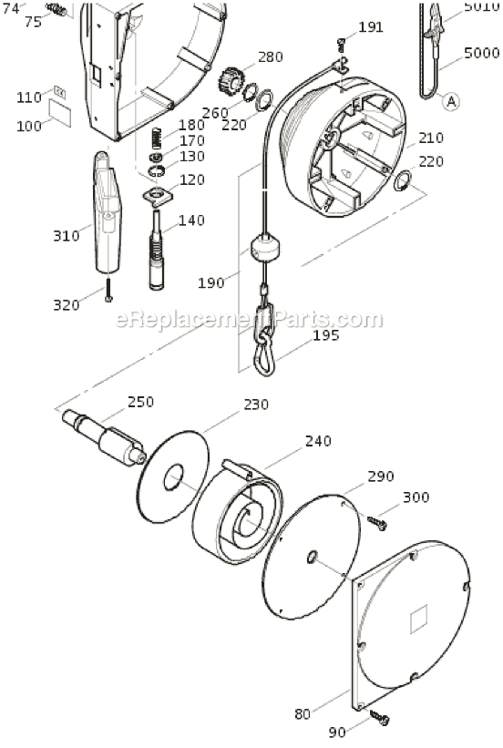 Page A Diagram and Parts List for 90801028008  Fein Hoist & Winch