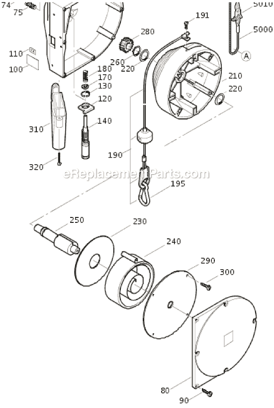 Page A Diagram and Parts List for 90801030004  Fein Hoist & Winch