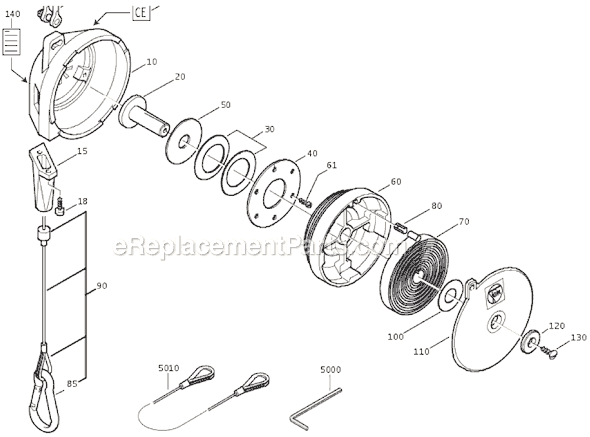 Page A Diagram and Parts List for 90801037 90801037009 Fein Hoist & Winch
