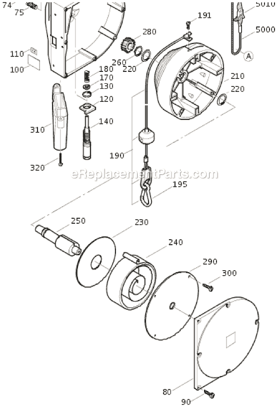 Page A Diagram and Parts List for 90801054006  Fein Hoist & Winch