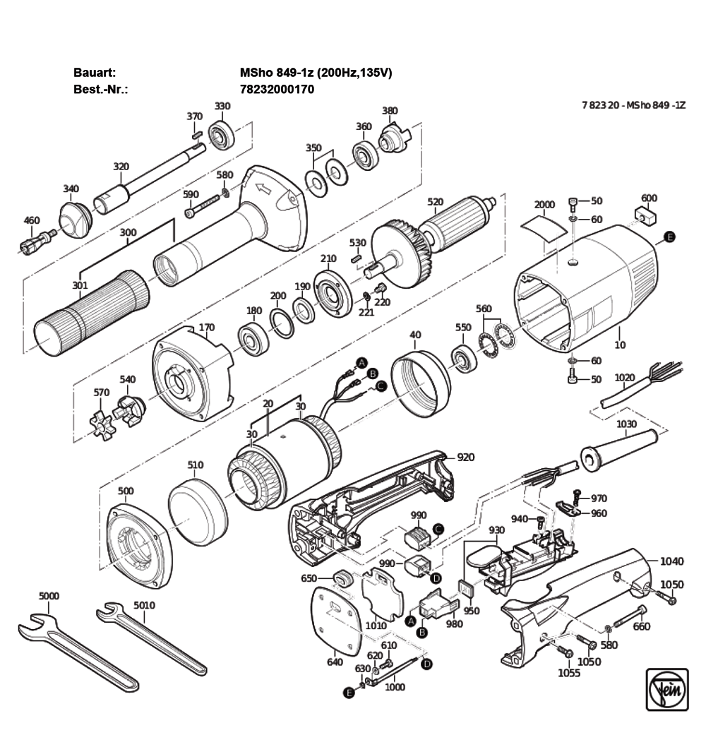 Figure 0 Diagram and Parts List for 78232000170  Fein Grinder