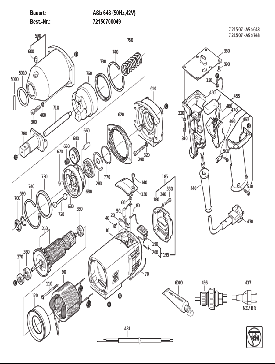 Figure 0 Diagram and Parts List for 72150700049  Fein Wrench