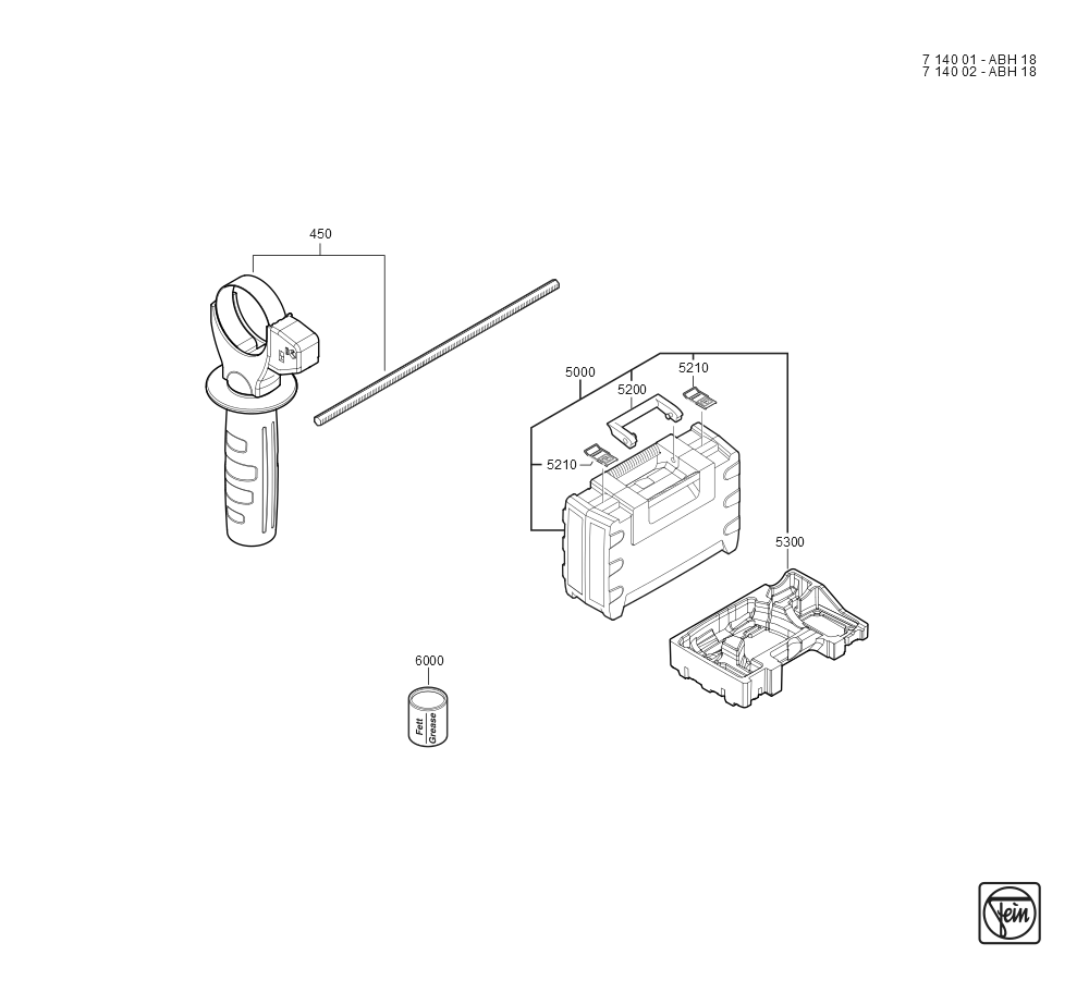  Diagram and Parts List for ABH18 71400200940 Fein Hammer Drill