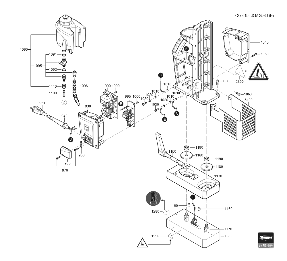  Diagram and Parts List for JCM256U 72731509360 Fein Mortiser