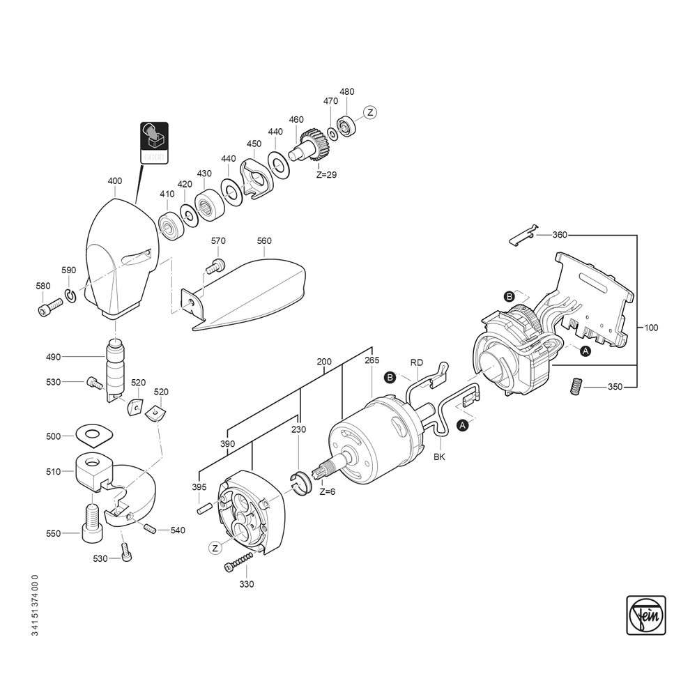 Diagram 1 Diagram and Parts List for 71300600940  Fein Nibbler & Shears