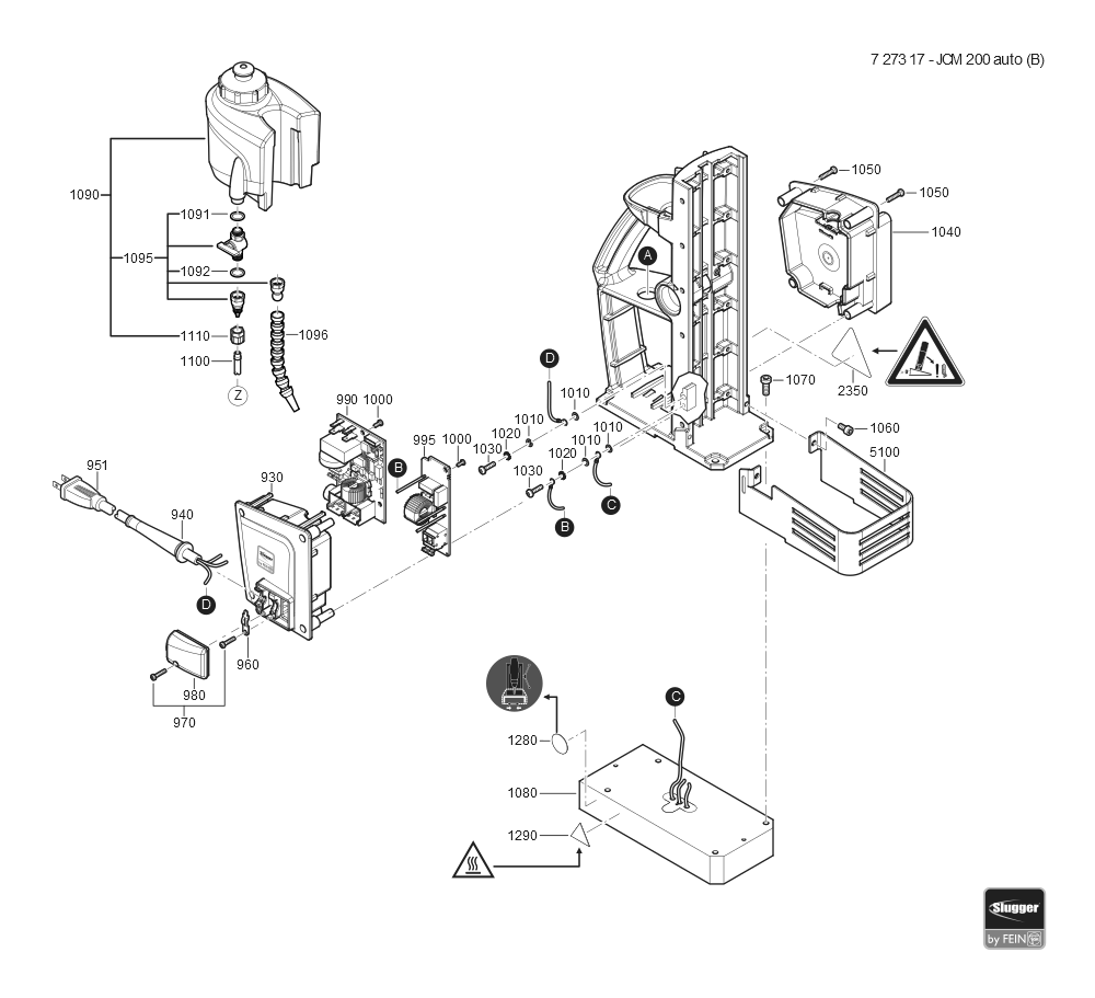  Diagram and Parts List for JCM200AUTO 72731709360 Fein Mortiser