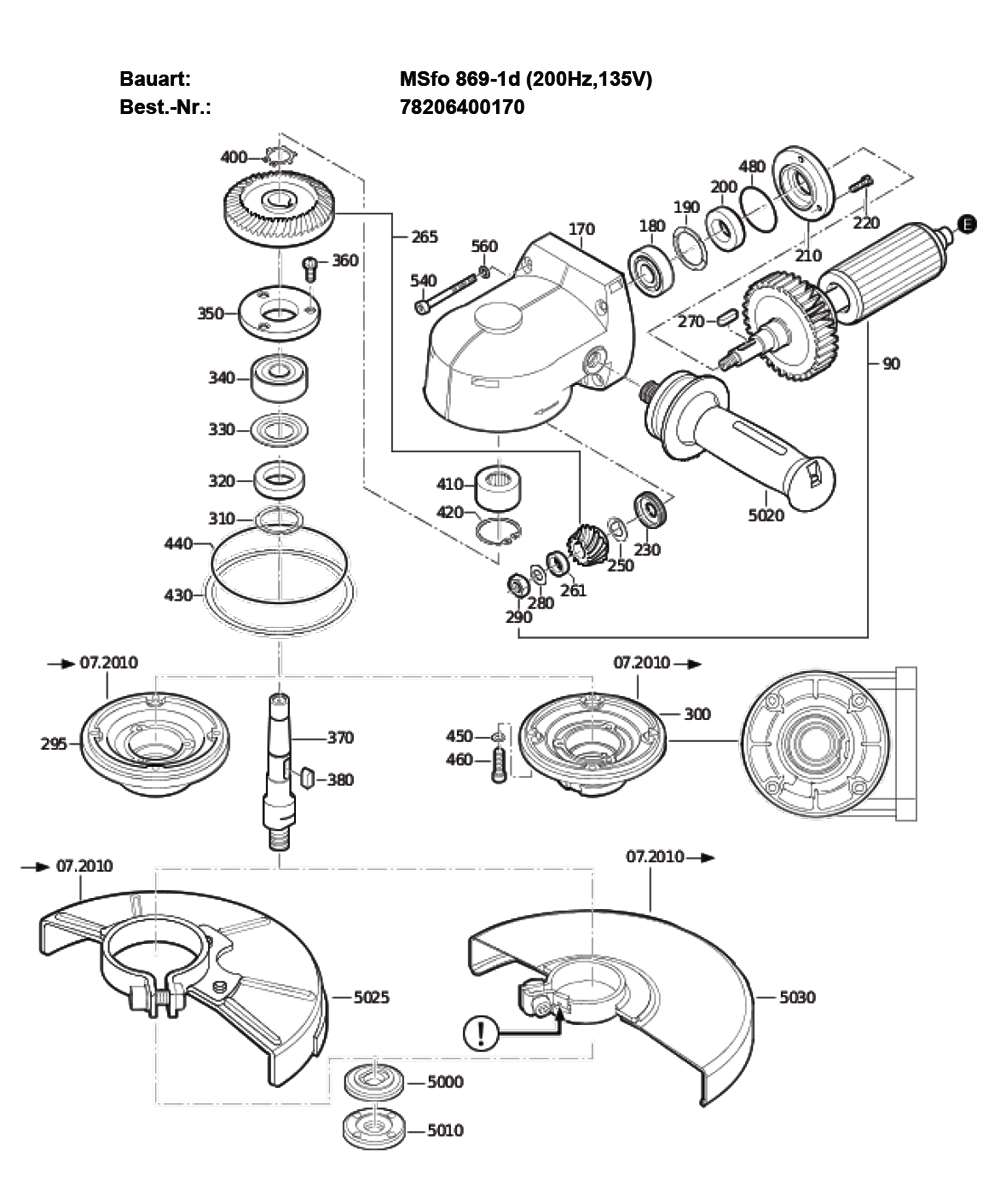 Figure 0 Diagram and Parts List for 78206400170  Fein Grinder