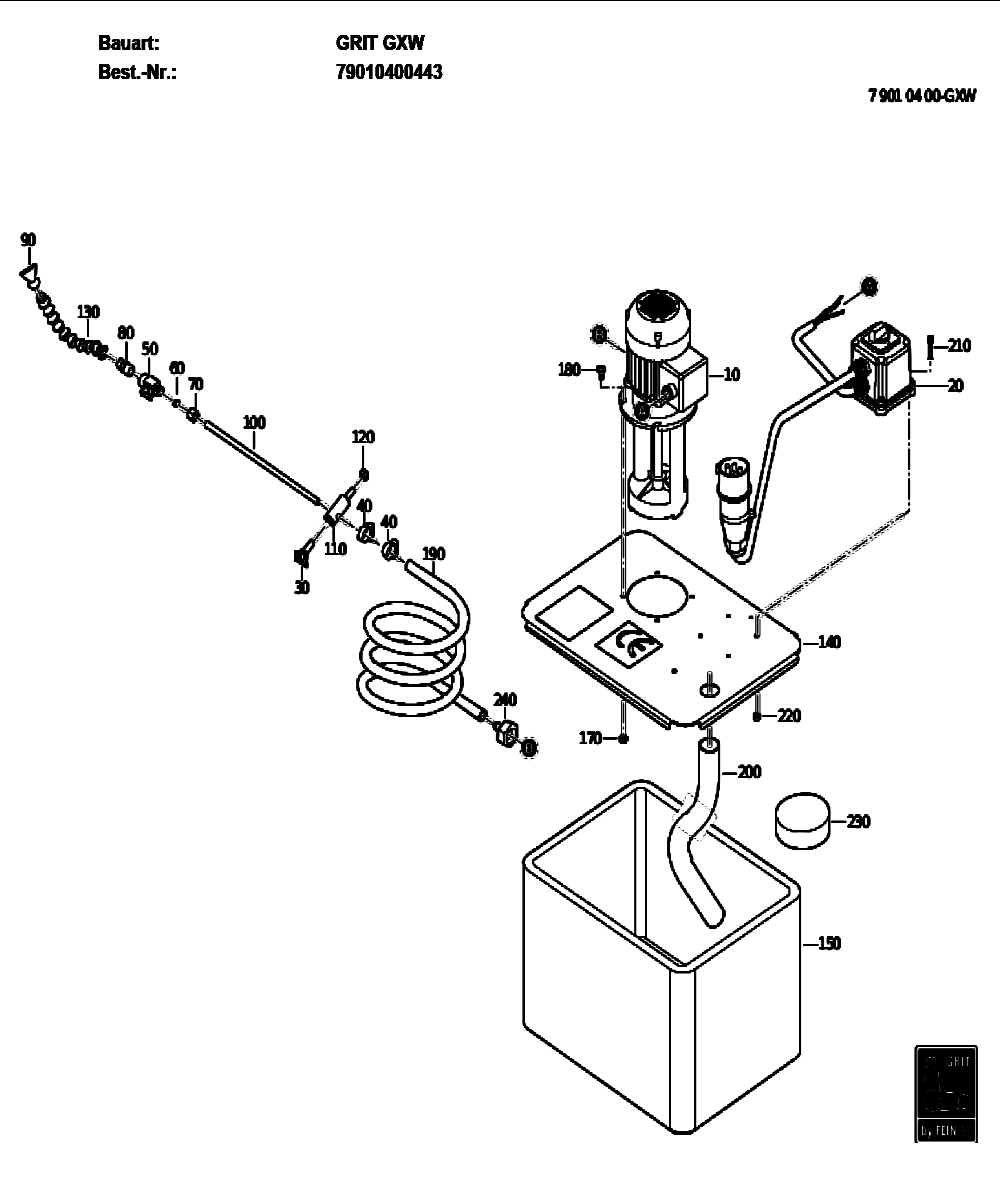 Figure 0 Diagram and Parts List for 79010400443  Fein Grinder