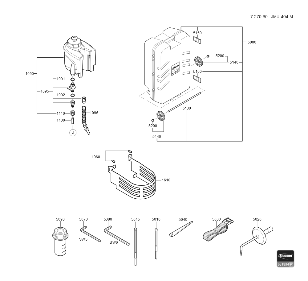  Diagram and Parts List for JMU404M 72706009110 Fein Mortiser