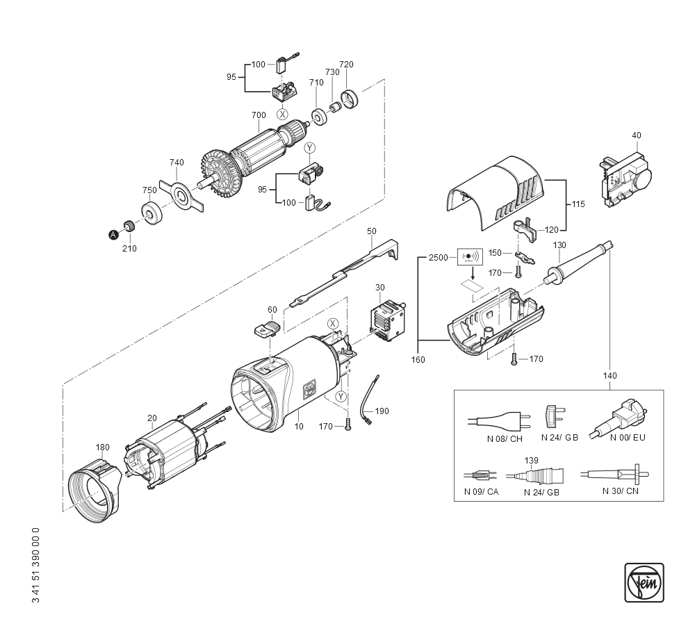  Diagram and Parts List for BLK35E 72324609360 Fein Nibbler & Shears