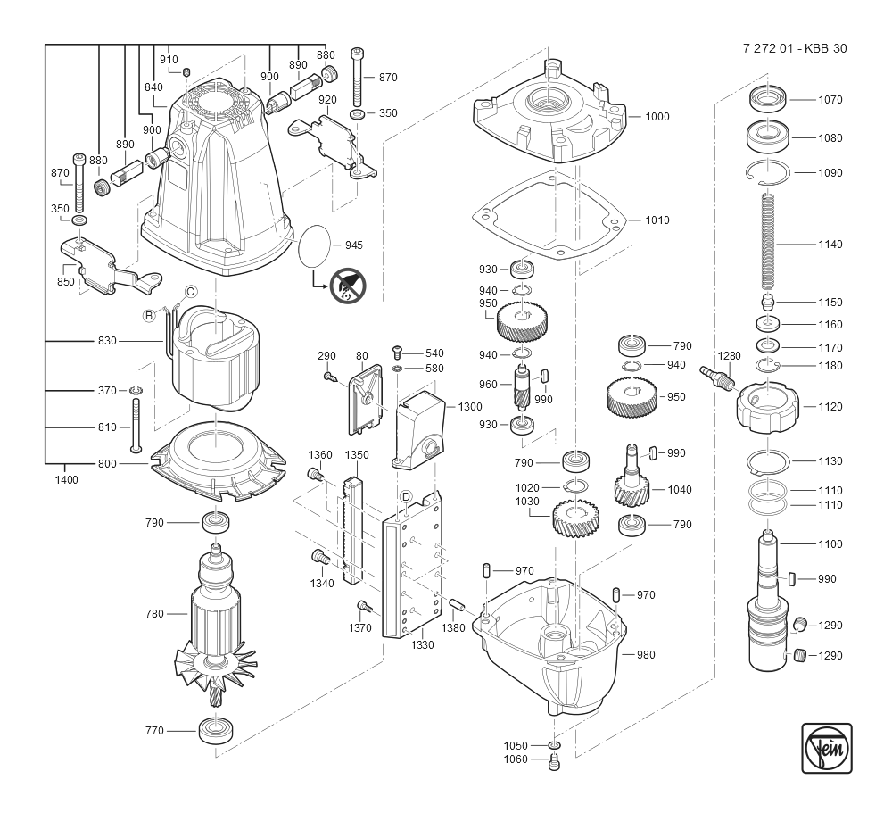  Diagram and Parts List for KBB30 72720109360 Fein Mortiser