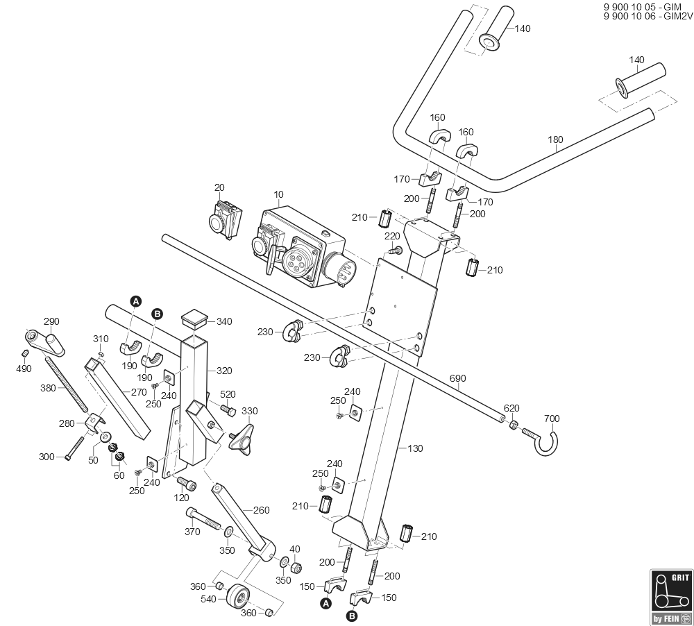  Diagram and Parts List for GRITGIM 99001005000 Fein Belt or Drum Sander