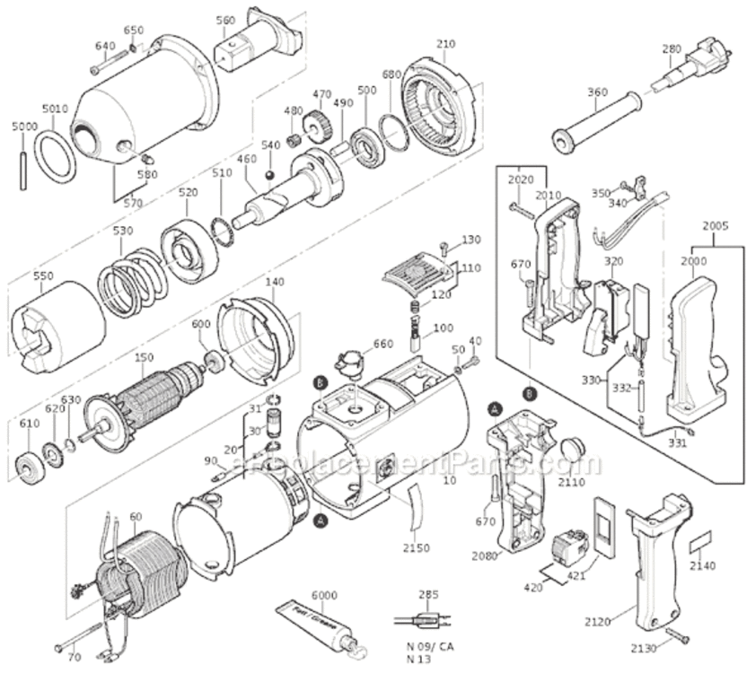 Page A Diagram and Parts List for ASB658-1 72152513119 Fein Impact Driver