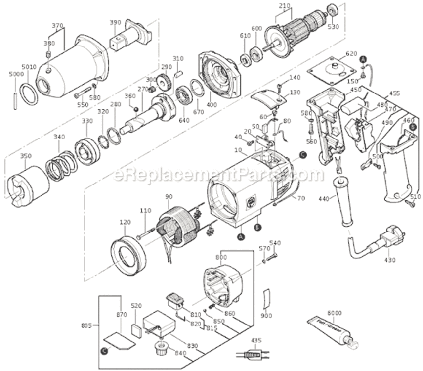 Page A Diagram and Parts List for ASBE647-1 72151313113 Fein Impact Driver