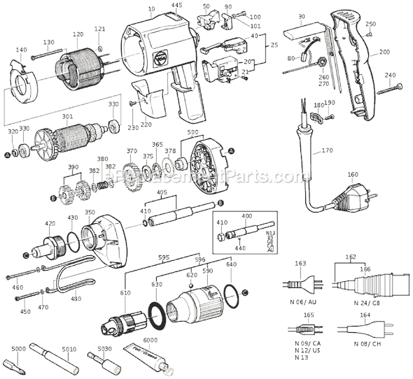 Page A Diagram and Parts List for ASSE636II-8B 72108913114 Fein Electric Drill